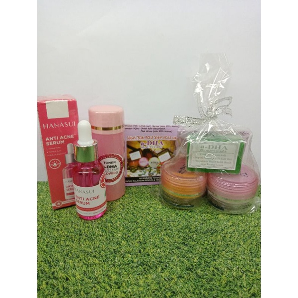 PAKET CREAM A-DHA PINK 5in1 LENGKAP ( Cream siang + Malam + Toner Serum + Sabun ) a-DHA