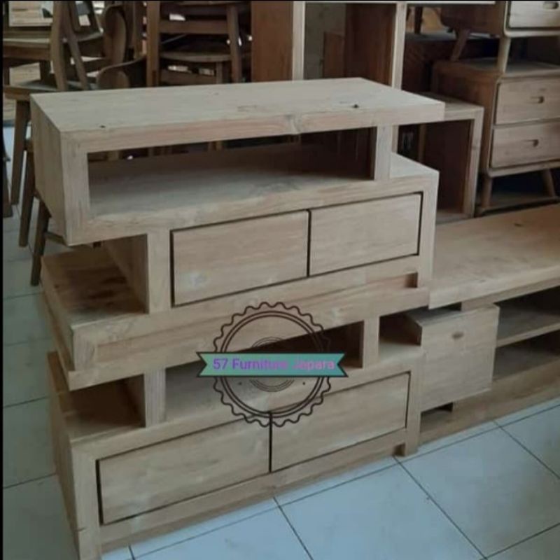 Meja TV kecil jati mentahan - Bufet lemari laci simpel