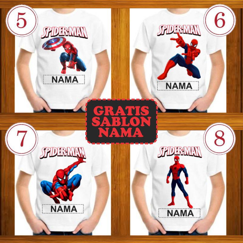 BAJU KAOS ANAK, KAOS DEWASA DAN KAOS SET FAMILY KARAKTER SUPER HERO SPIDERMAN MURAH BAHAN KATUN ADEM