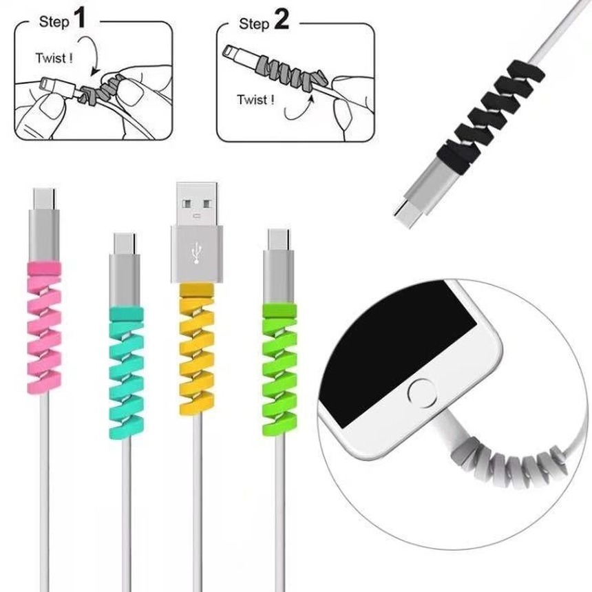 Ready Stock Candy Colors Charging Cable Protector Headphone Winding Protection for Universal USB Charger Earphone Accessories Each set will ship 4 pieces randomly