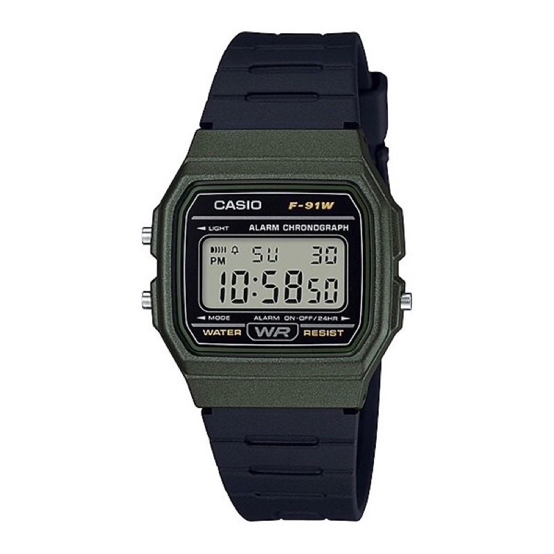 JAM TANGAN Pria CASIO F-91WM-3A ORIGINAL - F91WM HITAM HIJAU