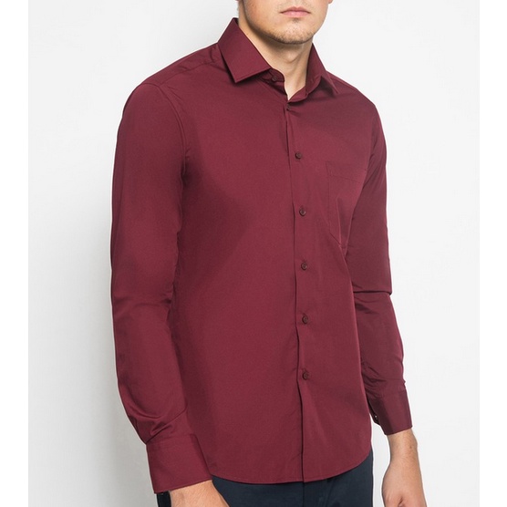 Kemeja ALISAN Polos SLIM Fit Lengan PANJANG ( MAROON )