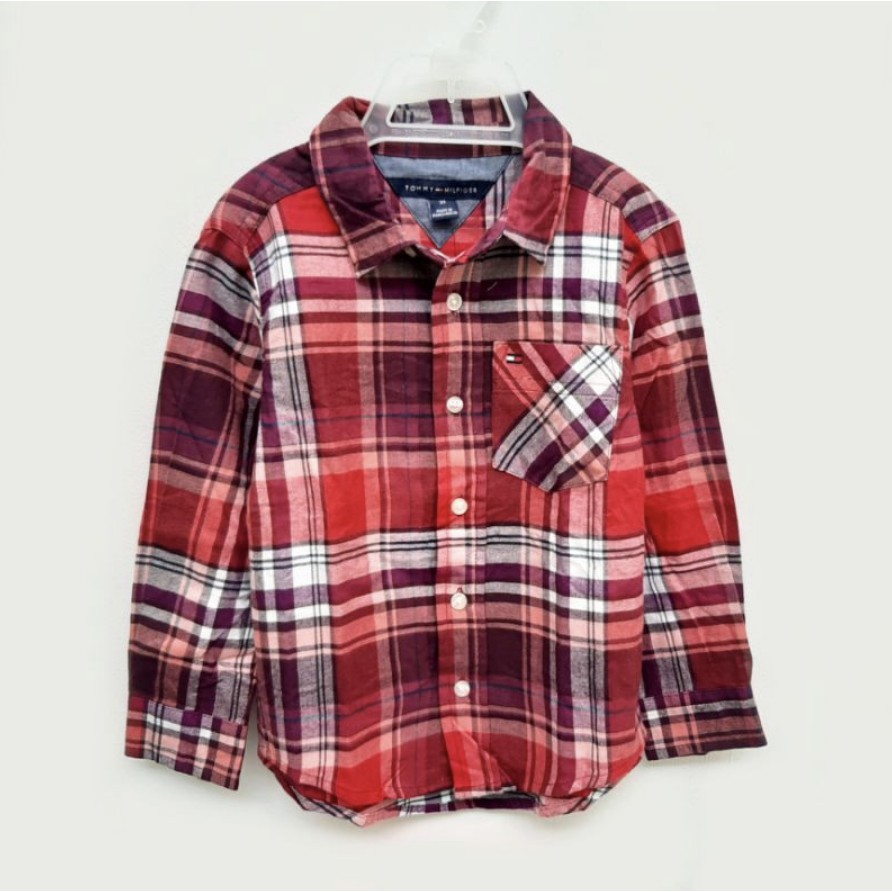 boys shirt. Kemeja anak kotak merah | kemeja tartan. size 4T hingga 14T