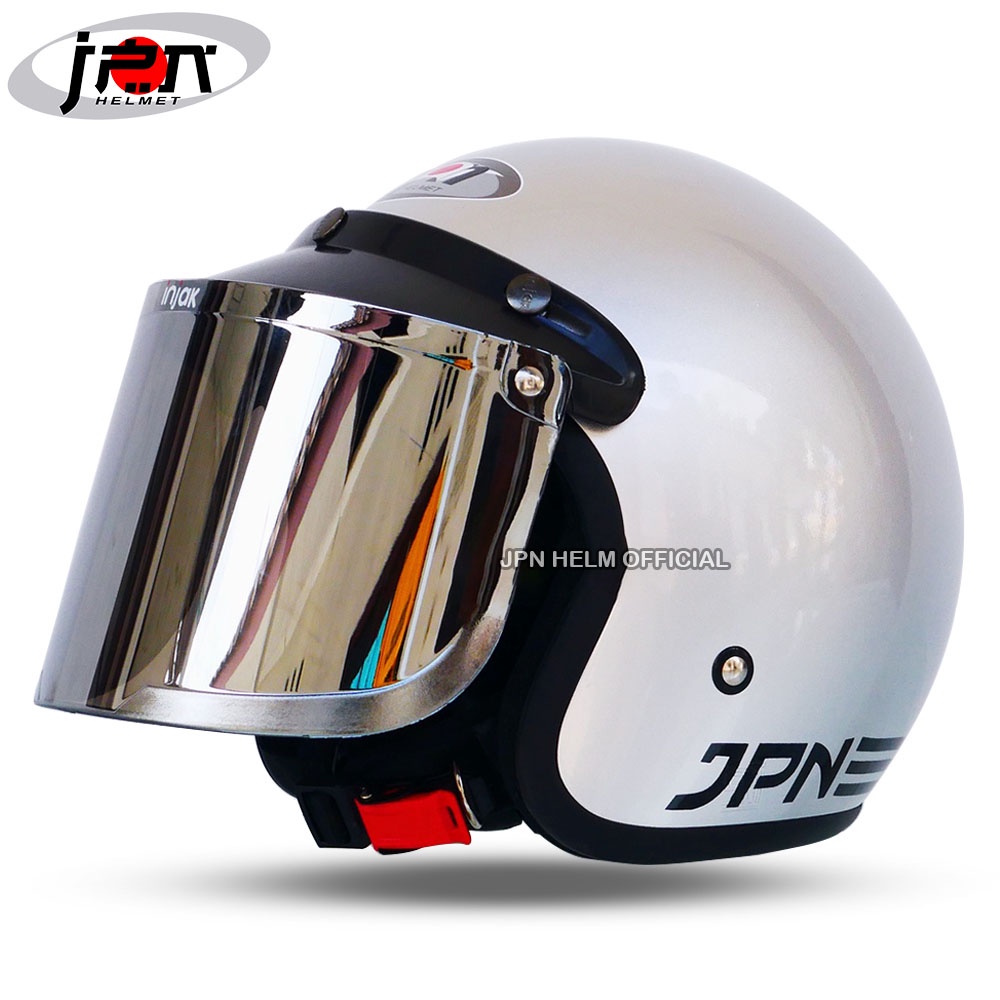 Helm JPN ARC Retro Original Dewasa SILVER GLOSSY Standart SNI