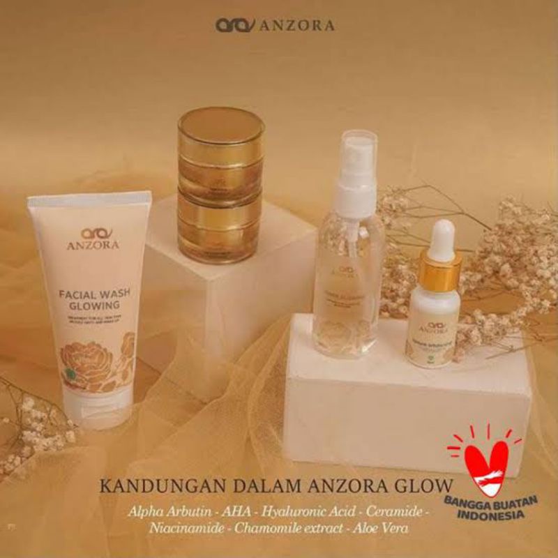 Anzora Glow Skincare untuk Kulit Kusam Sensitif Flek Hitam

