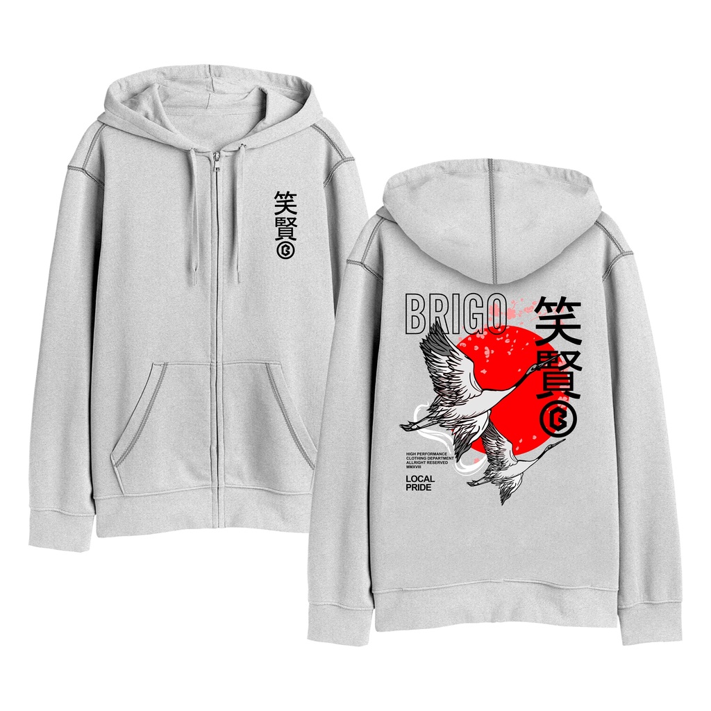 BRIGO Zipper Jumper Hoodie JAPAN BIRD II Sweater Hoodie Resleting BRIGO JAPAN BIRD Sablon DTF Fleece Cotton II SIZE M-XXL (Pria &amp; Wanita) Free stiker&amp;Gantungan Kunci