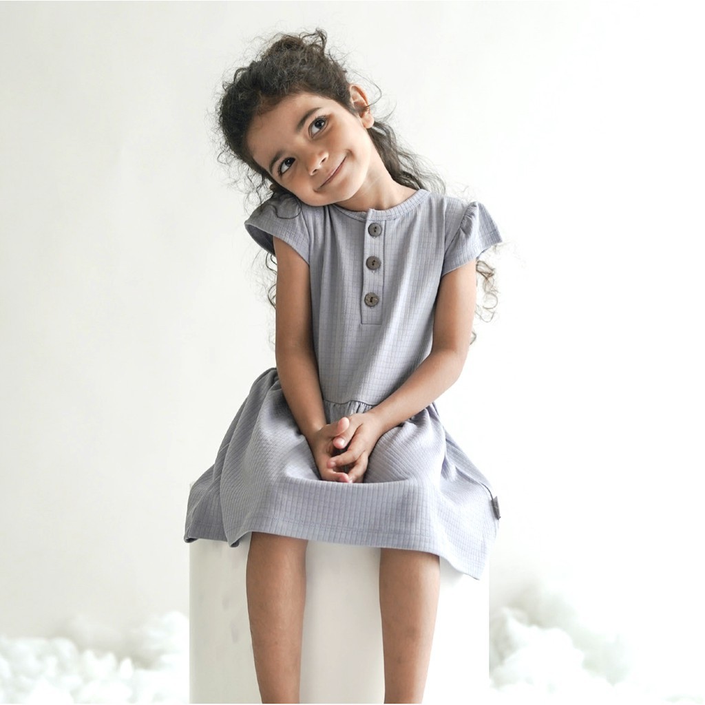 PROMO 7.7 PROMO BAJU LEBARAN MURAH Mooi Dress Anak Perempuan Button Peplum Dress - Dress Anak Perempuan Fashion Anak