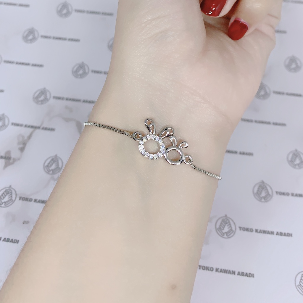 Xuping Silver Gelang Tangan Wanita Model Serut Permata Butterfly *74