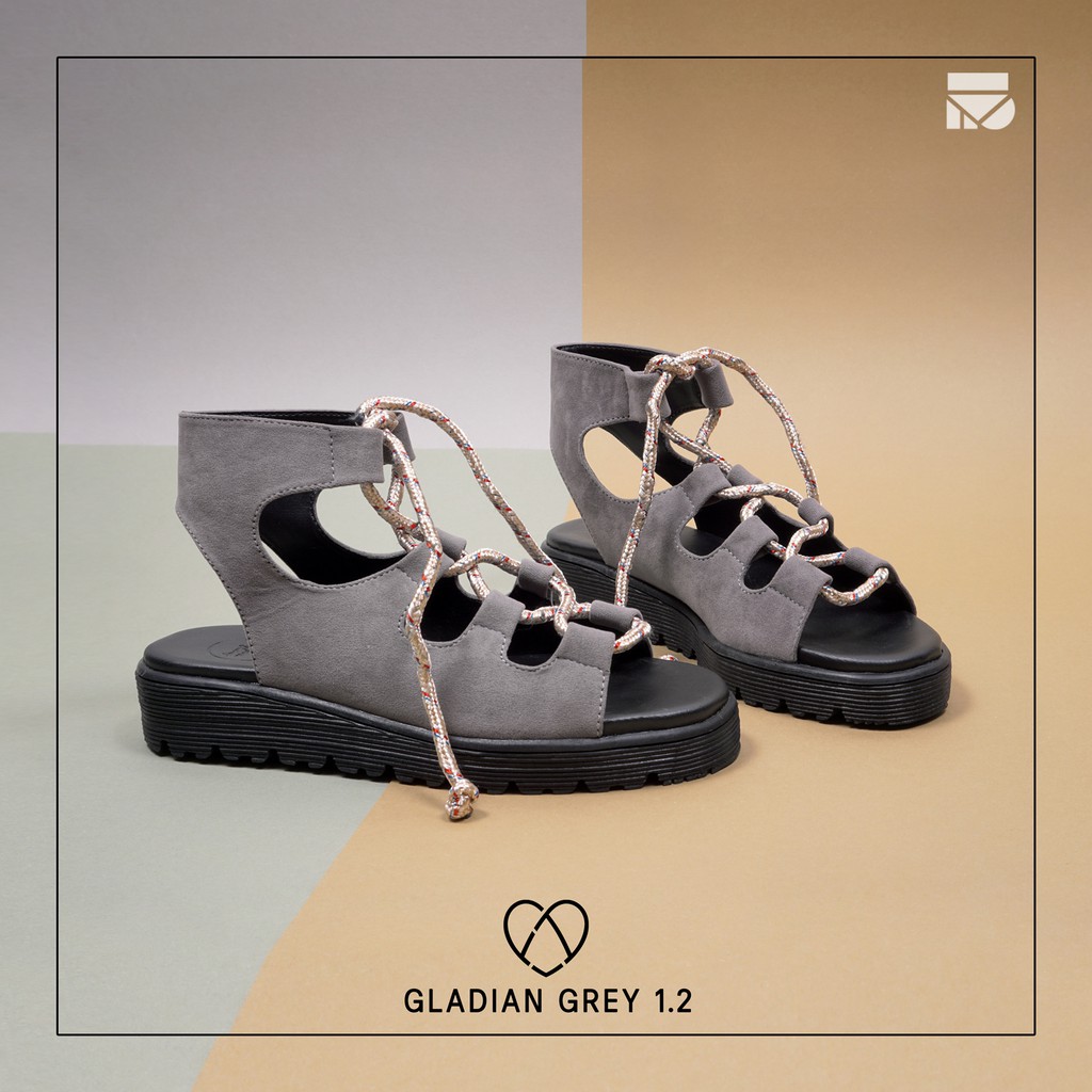 Gladian Grey | 36-40 | Sandal Platform Tali Simpel Casual Kasual Wanita Sendal Footwear Original | FORIND x Tragen Fav