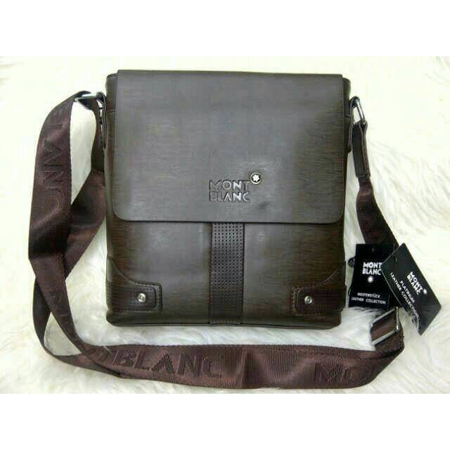 TAS SELEMPANG KERJA PRIA WANITA KULIT IMPORT SUPER MONTBLANC 2MUKA
