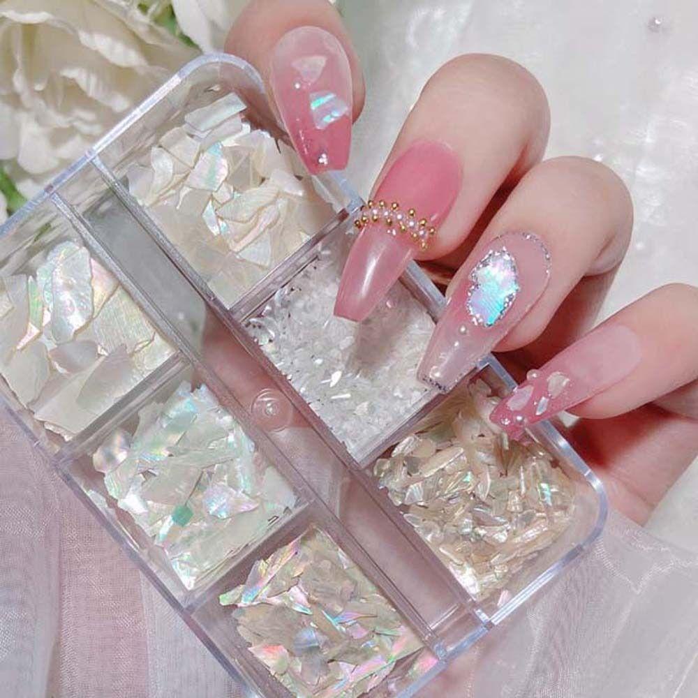 Agustina Abalone Nail Art Dekorasi Wanita Abalone Shell Nail Sequin Perhiasan Kuku Shell Hiasan Kuku