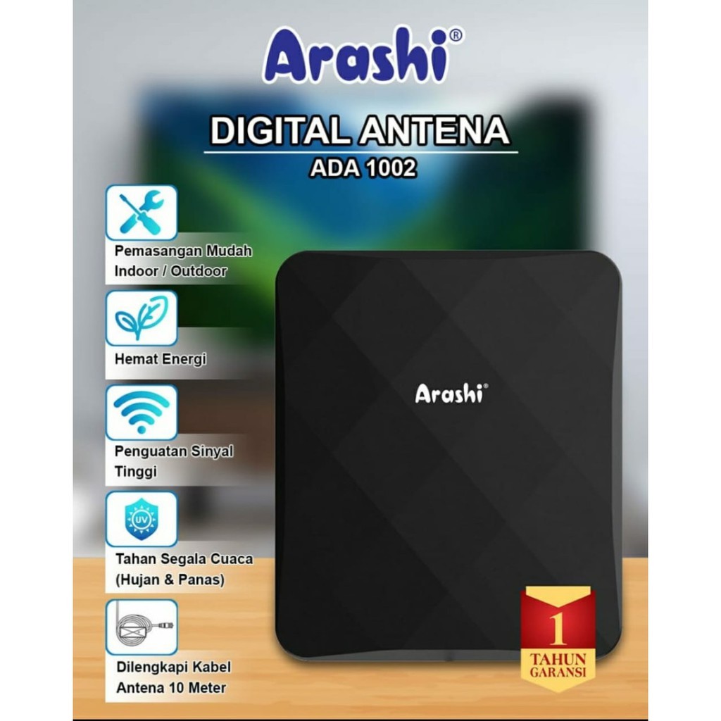 Antena Tv Digital ARASHI ADA 1002 Super Jernih Outdoor Indoor High Gain Antene Antenna Booster Murah