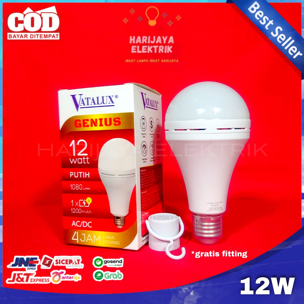 VATALUX LAMPU MAGIC 12 WATT LED BOHLAM EMERGENCY LAMP BULB RECHARGE