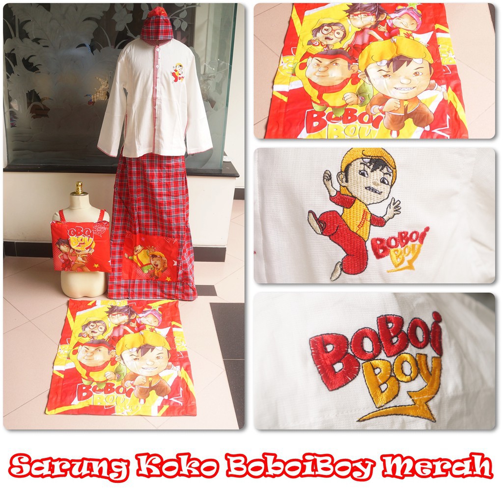 Baju Pria koko Muslim Muslimin santri Modern Anak Boboiboy Merah ( BAJU NYA SAJA )