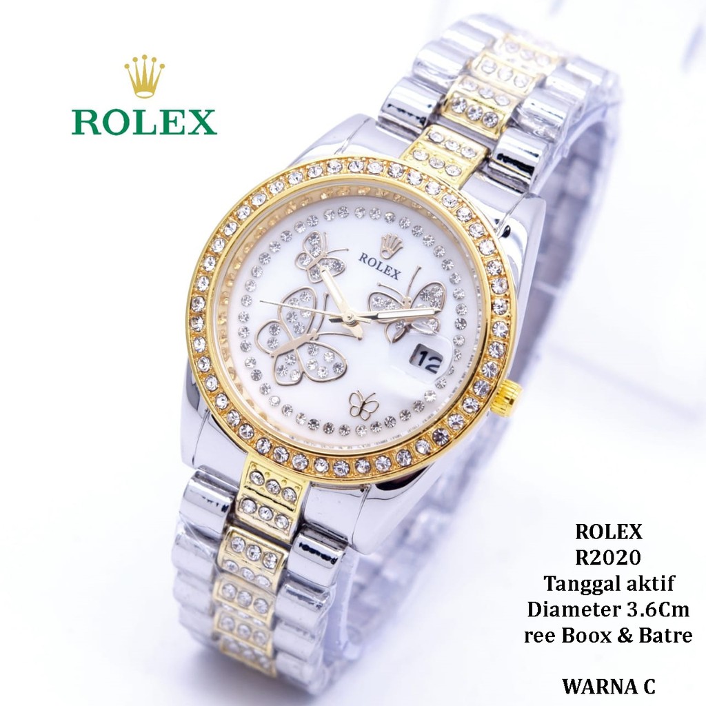 Jam Tangan Wanita/Cewek ROLEX R2020 Tanggal aktif tali rantai