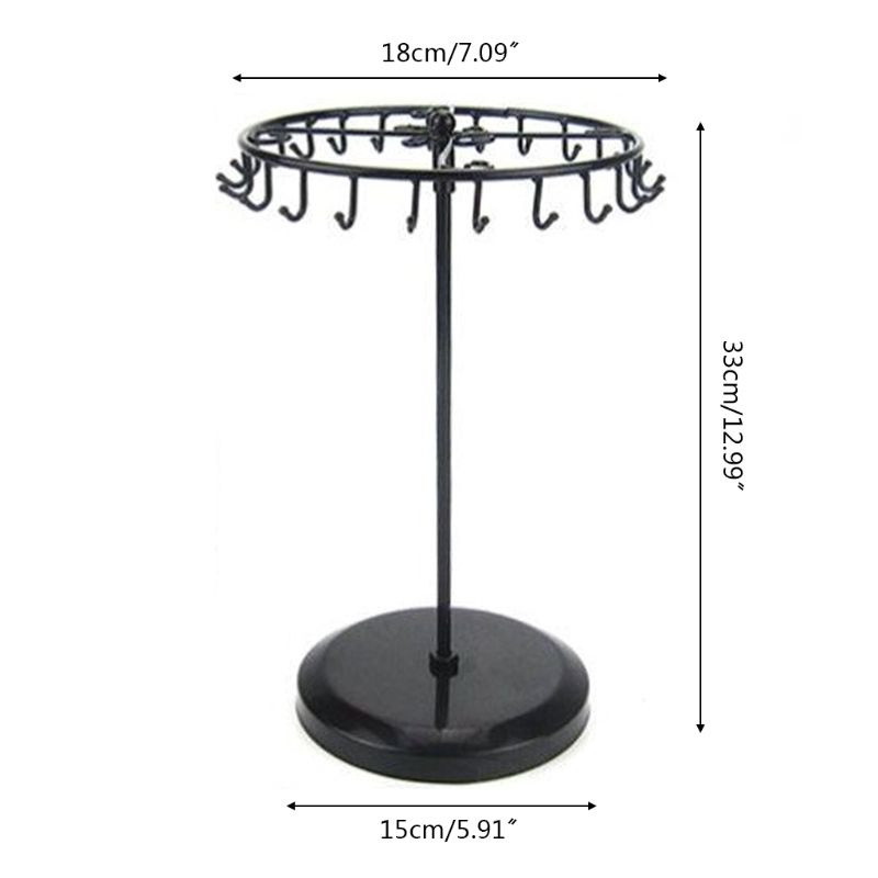 SIY  Round Rotating Necklace Holder Bracelet Stand Solid Color Jewelry Organizer Tree Show Multifunction Product Window Small Hook Storage Accessories