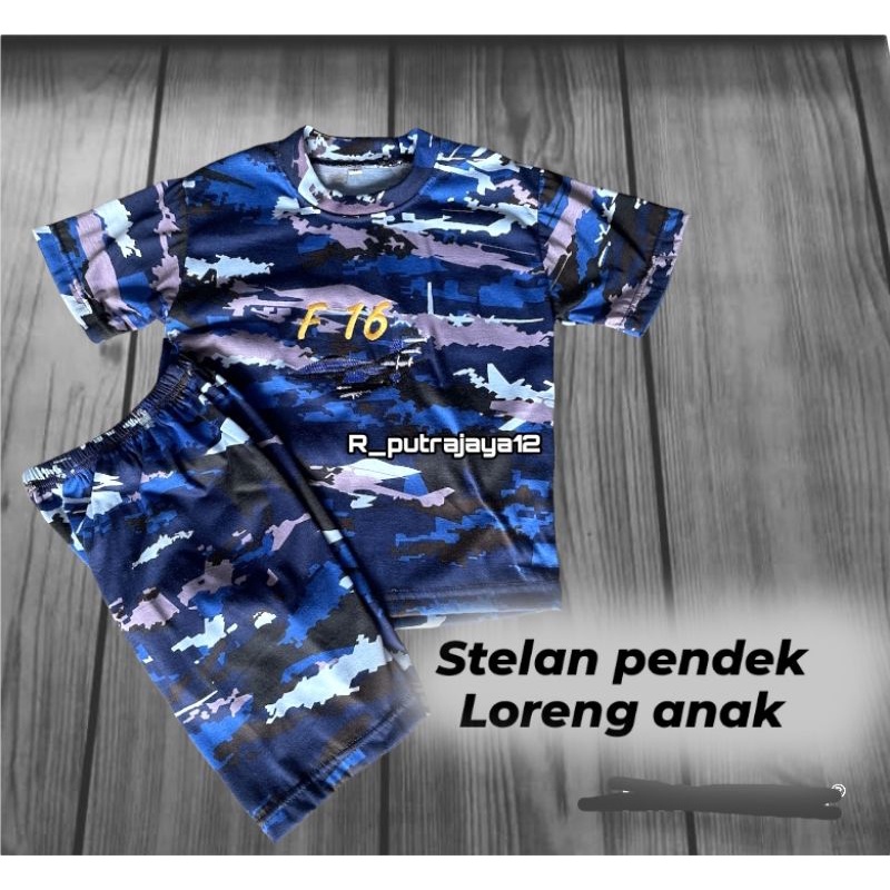 stelana Loreng anak/kaos loreng anak/stelan pendek loreng anak/baju loreng Al anak