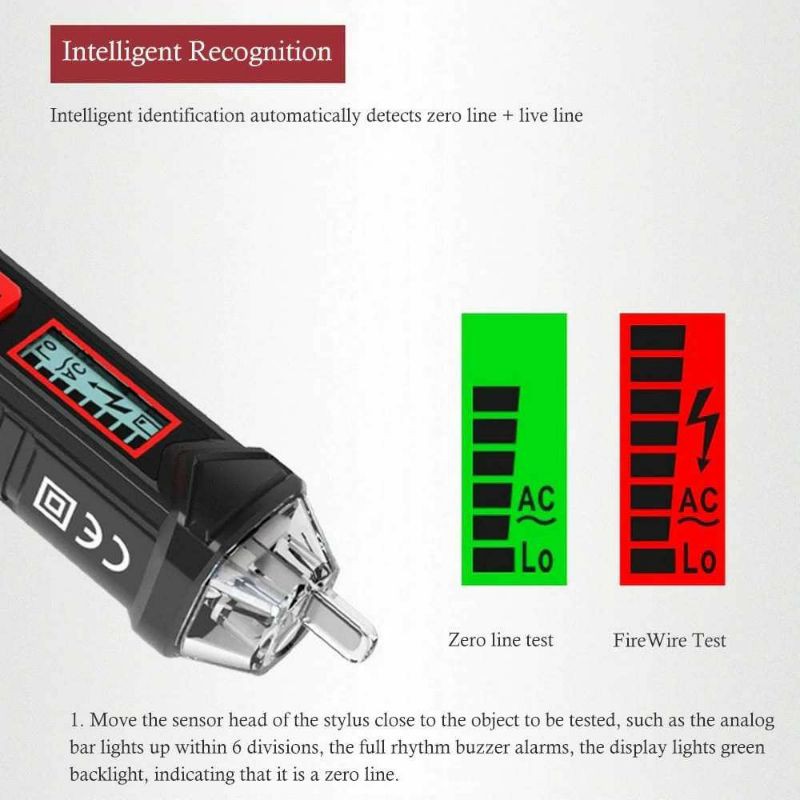 Tester Pen Non-contact With LCD Display Dual AC Voltage Alert Detector Tester Kabel putus