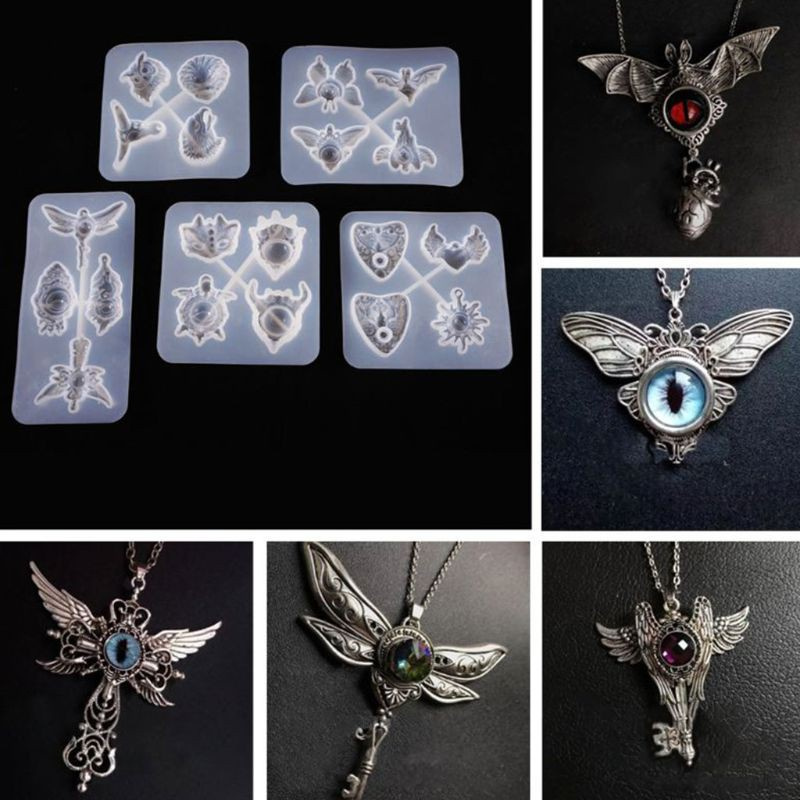 Glitter 1 Set Resin Crystal Epoxy Mold Devil's Eye Owl Semi-Three-dimensional Jewelry Casting Silicone Mould DIY Crafts Decorations Making Tools