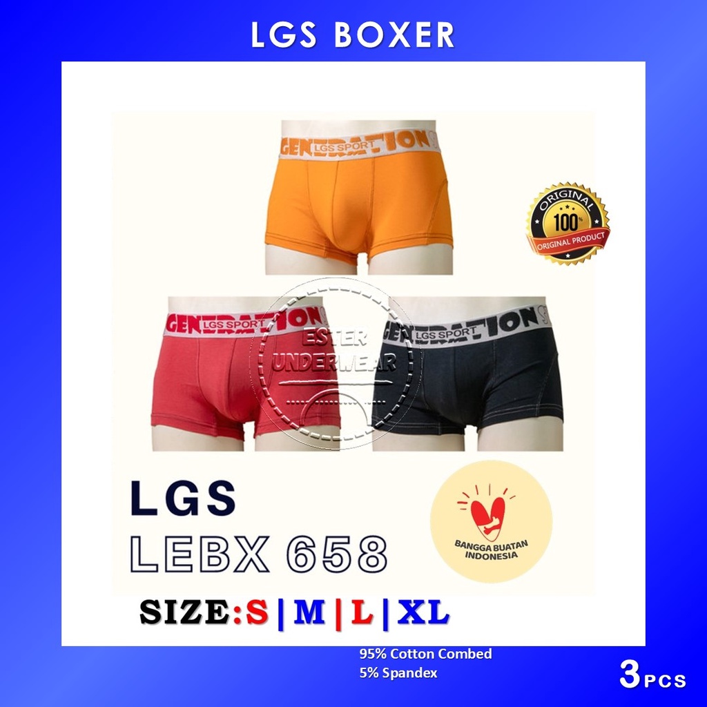 Celana Boxer Pria LGS 658 ISI 3Pcs|Celana dalam LGS Premium