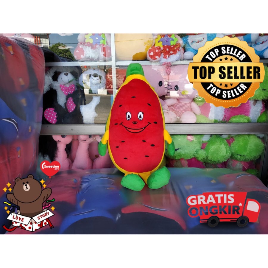 boneka semangka/boneka karakter/boneka buah/boneka semangka 70 cm SNI