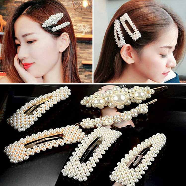 RSB Fasion Jepit Rambut Hairclip Model Dengan Mutiara Gaya Korea Untuk Wanita Hairpin Duckbill Bobby