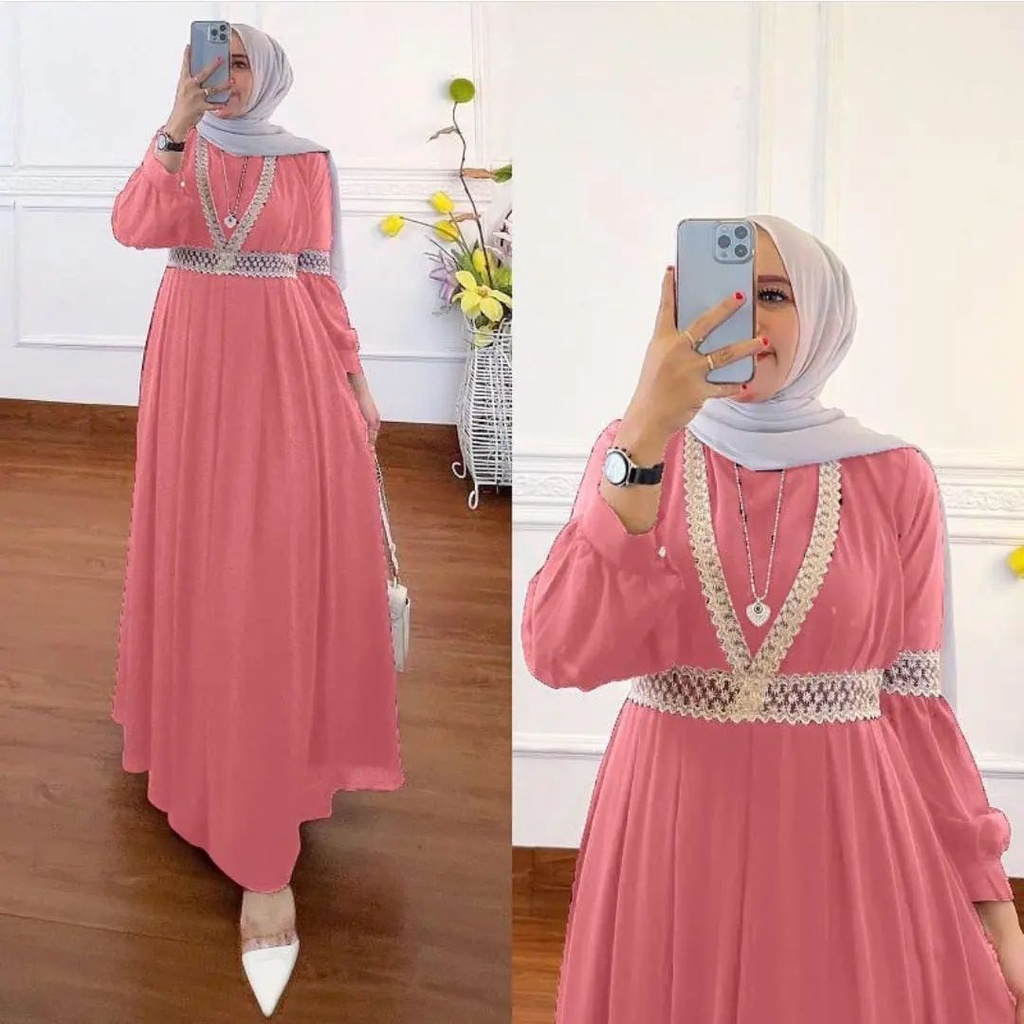 [CYC | COD] Gamis Qaisha Dress | Ceruty Maxi Wanita Trendy Murah