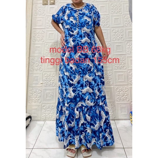 daster MONA tangan 3/4 PB 130cm /daster panjang rempel tangan 3/4  JUMBO premium sleting /busui/rempel tangan 3/4/ tangan pendek/ tali grosir ecer SEMATA KAKI RAYON-1