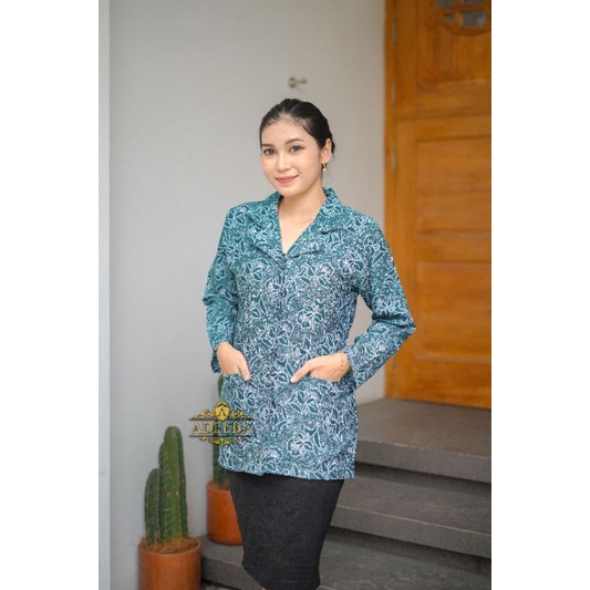 BAJU SERAGAM BATIK PKK WANITA TERBARU (hijau tosca)