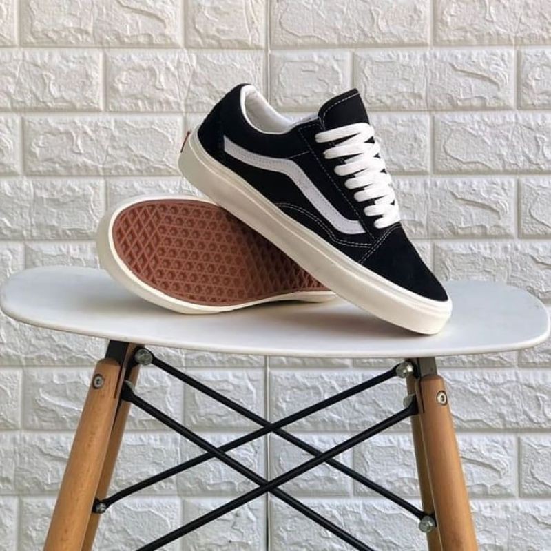 Sepatu VANS OLDSKOOL OG Black White Waffle High Quality-2