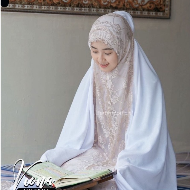 MUKENA VIONA LACE LILY ORIGINAL BY ARUMY OFFICIAL DEWASA JUMBO TRAVEL PREMIUM BAHAN KATUN RAYON POLO