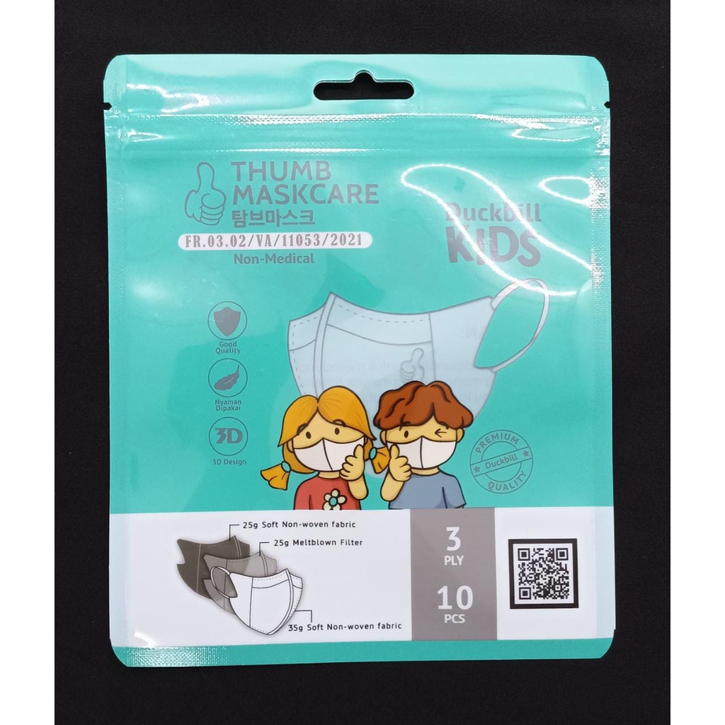 Masker Thumb Kids Duckbill 3ply Isi 10pcs Anak Kecil