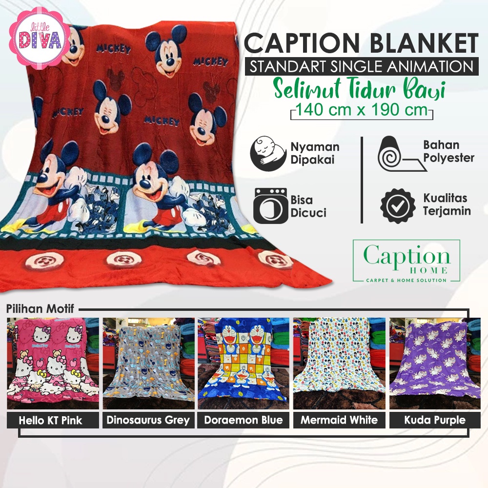 Selimut Anak Lembut Motif Kartun 140cmx190cm CAPTION BLANKET STANDART SINGLE ANIMATION 140 190 cm