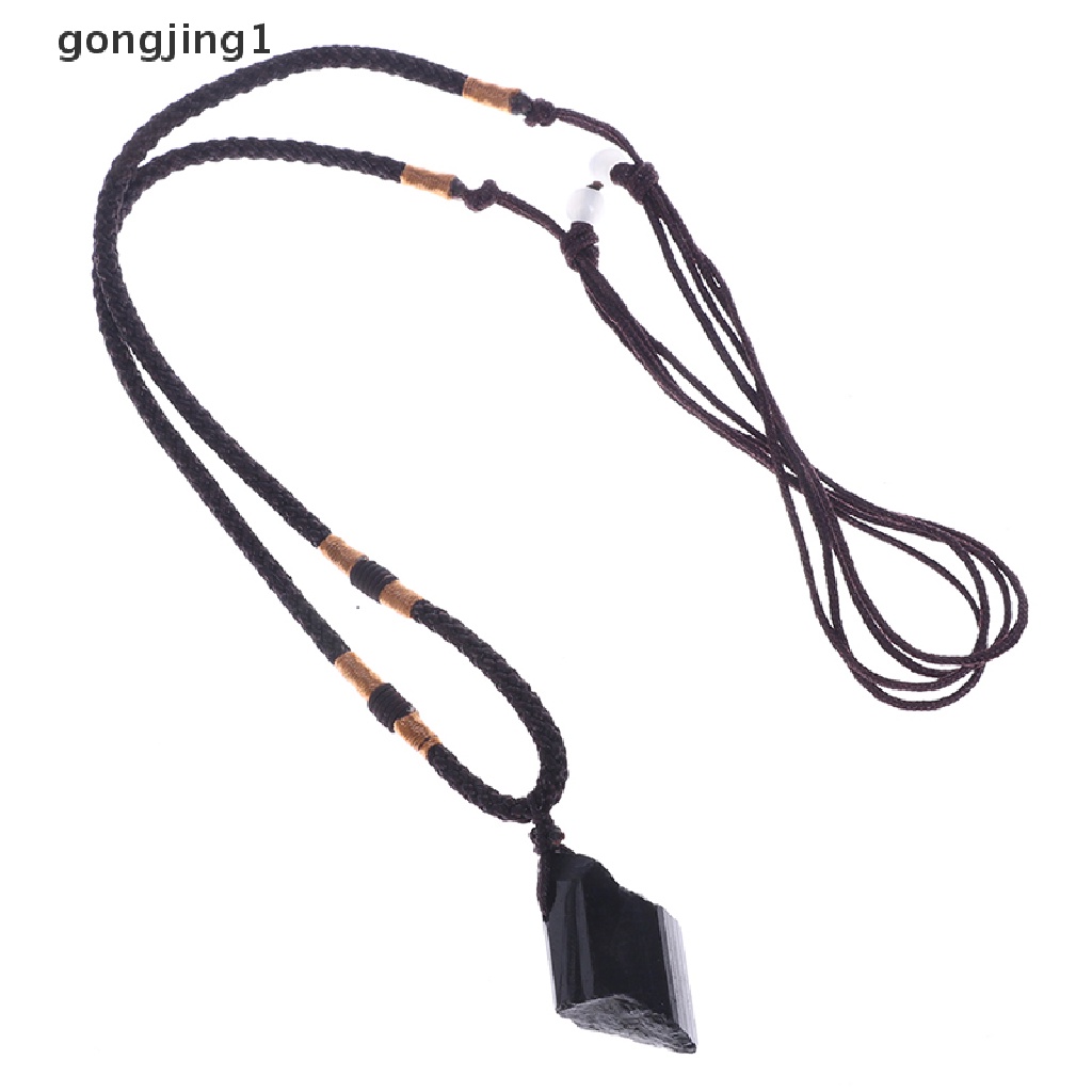 Kalung Liontin Batu Kristal Tourmaline Warna Hitam