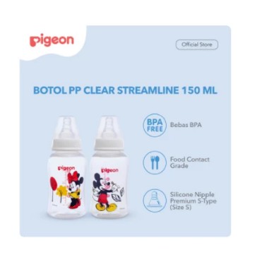 Pigeon Botol PP Clear Streamline Mickey Minnie 150Ml