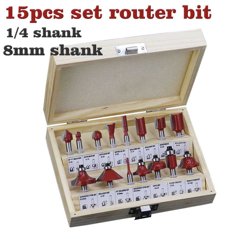 Mata Router Roter CNC Kayu Set Bor Carbide Bit Woodworking 1/4 Inch 8mm HPL Lurus Profil Lengkap