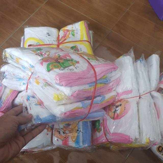 6 Pcs (1/2 Lusin) Baju Bayi Lengan Pendek 0-5 Bulan Boboko Sablon Newborn Baju Tangan Pendek