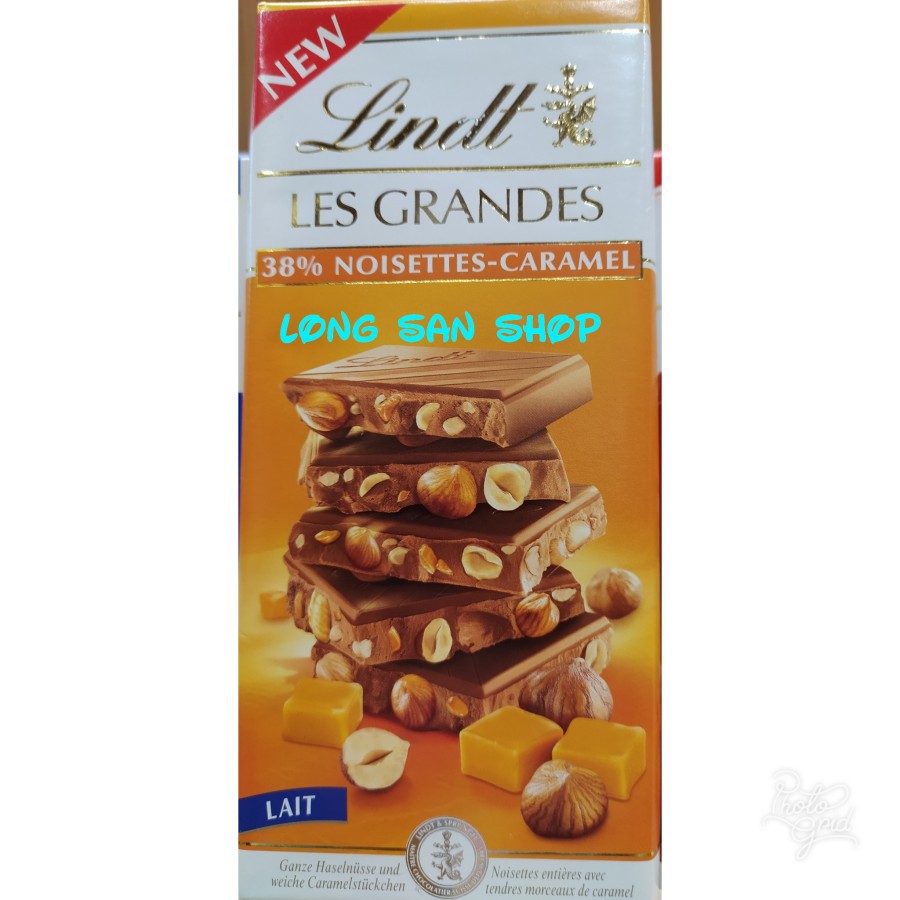 

Lindt Les Grandes Noir 38% Noisettes Caramel 150gr - coklat Impor