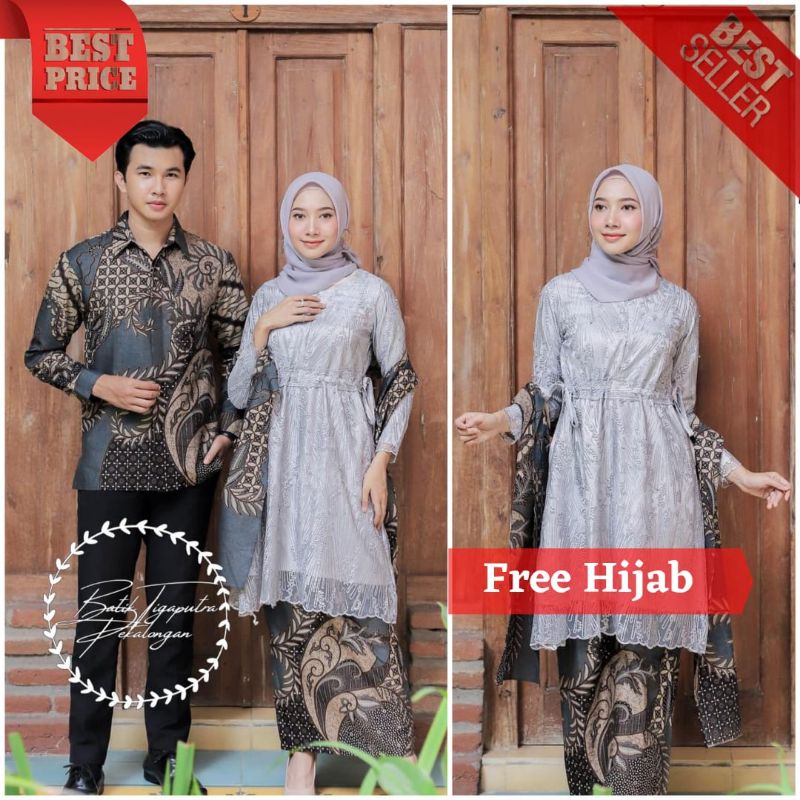 Set Kebaya Couple Modern Kebaya Tunik Baju Wisuda Tunangan Lamaran Terbaru Batik Pekalongan
