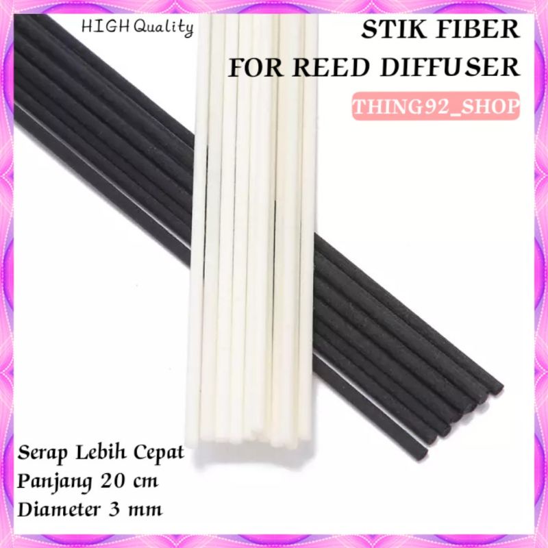 Stik Fiber Reed Diffuser Black Warna Hitam dan Putih Tipe Lurus Bukan Rotan Stick