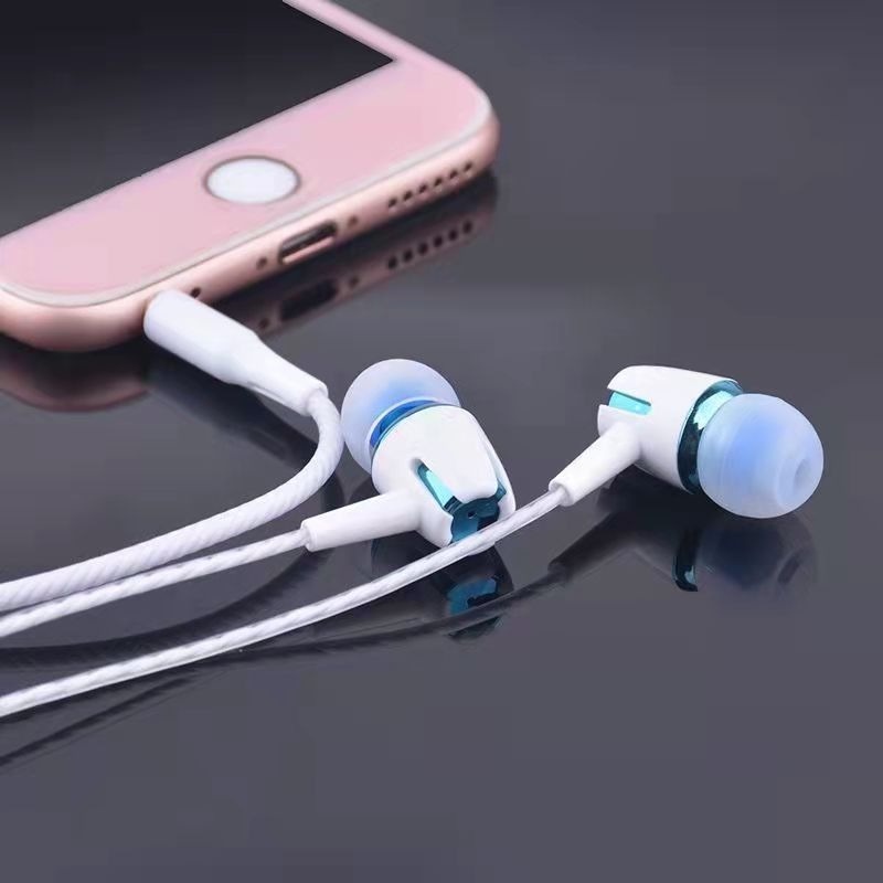 Headset Earphone Sport Musik Stereo Bass Noise Canceling Kabel 3.5mm Dengan Mic Untuk Android Samsung