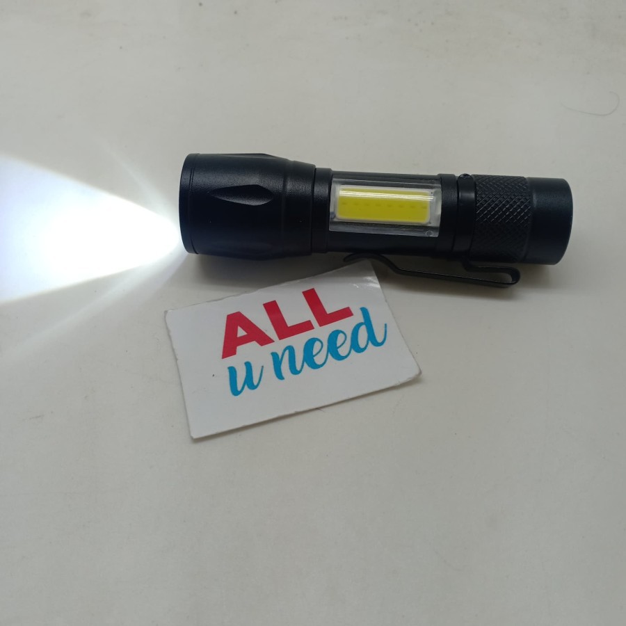 Senter Mini XPE + COB Mini Police 1000 Lumens 3 Mode USB Rechargeable