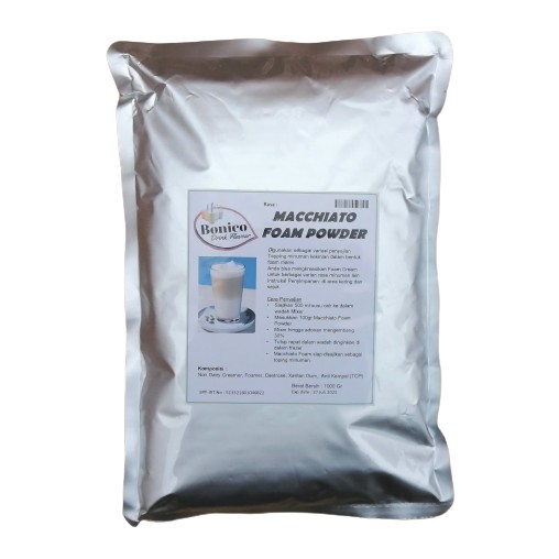 

Bonico MACCHIATO FOAM POWDER Toping 1KG Whipped Cream Toping busa Maciato Machiato xi bobba