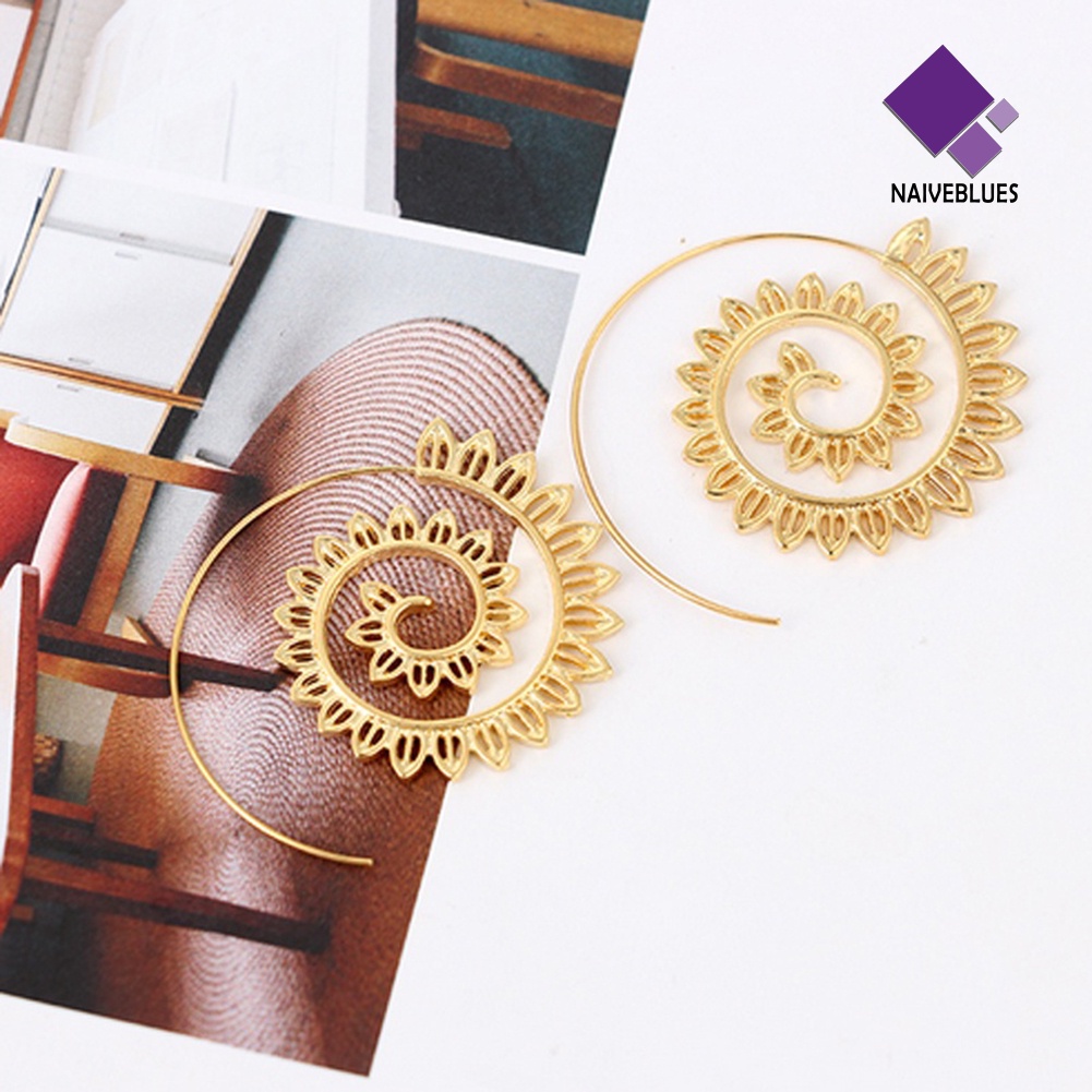 Anting Bentuk Water Drop Spiral Bahan Alloy Untuk Wanita