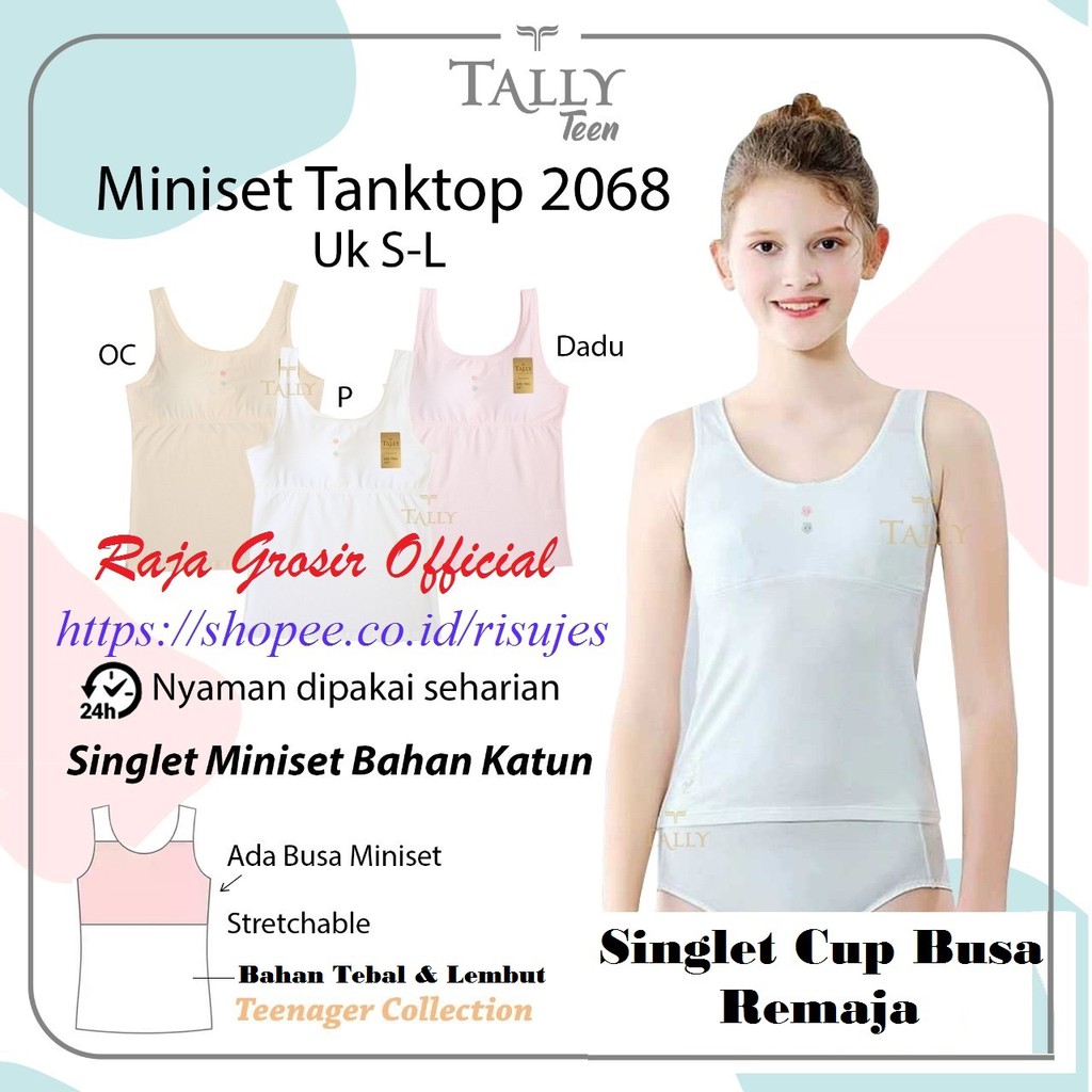 PREMIUM-Miniset Singlet REMAJA Cup Busa Tally / Kaos Tank Top Anak Cewek ABG Tally 2068