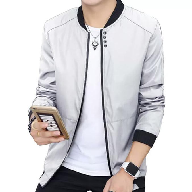 JAKET COWOK Jaket pria taslan casual - Navy, XXL