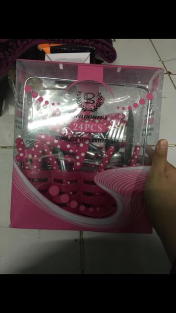 [1200gr] Hihi A030 Sendok Polkadot 24 Pcs