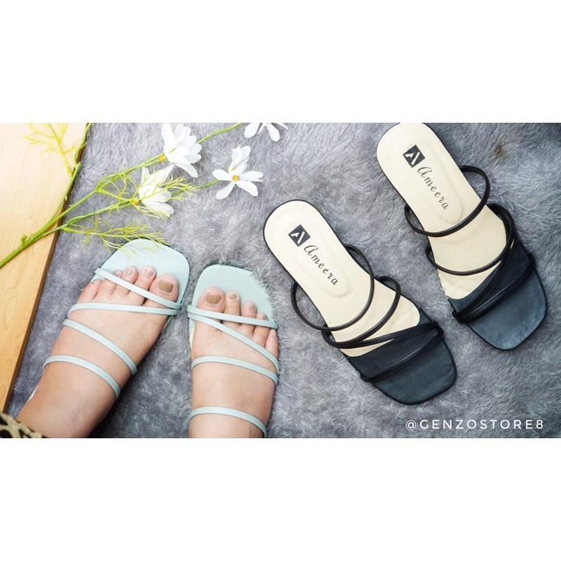 AMEERA Sandal High Heels Tali Wanita Sendal Hak Tahu Cewek Block Chunky Tinggi 3cm AM - 32