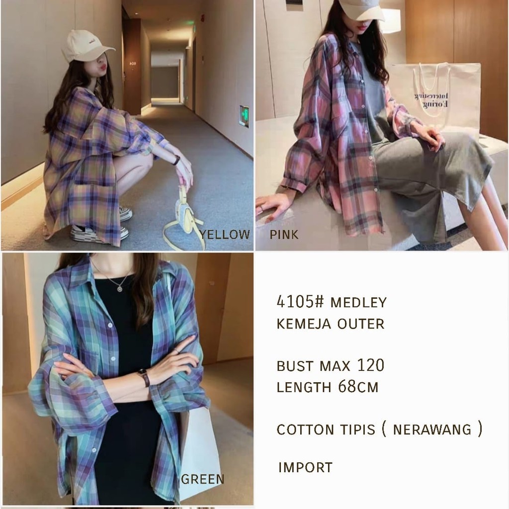 4105 KEMEJA MEDLEY OUTER PREMIUM FASHION Baju Wanita IMPORTIR TERMURAH IMPOR GROSIR MURAH IMPORT