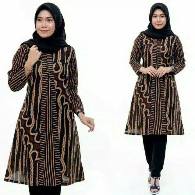 Batik Tunik Shibori Jumputan Terbaru Size S-3l / Hrb026 Yelbor Navbor / Biru Putih / Original..